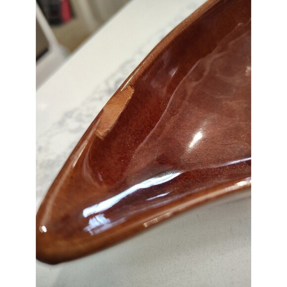 Frankoma Plainsman Brown Leaf Divided Dish 83 Glaze Glossy - Picture 3 of 7